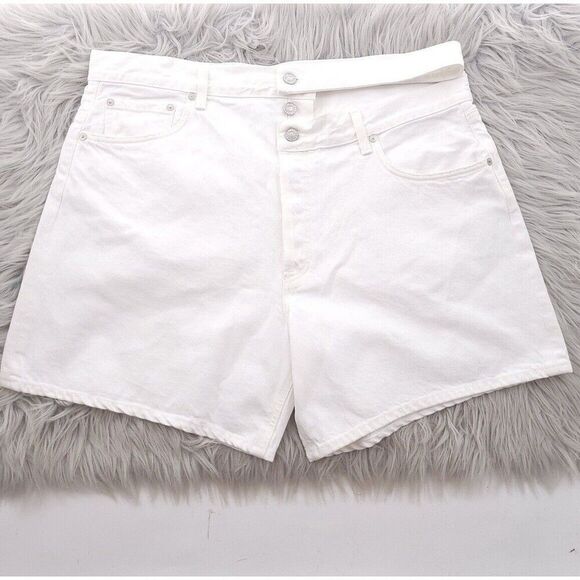 Agolde Broken Waistband Short Solid White Cotton Denim A9105-1183 - Picture 3 of 10